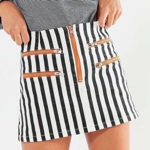 Urban Outfitters Striped Mini Skirt with Orange Zipper Detailing